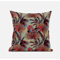 Amrita Sen Plant Illusion Suede Blown and Closed Pillow in Blue Cream