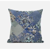 Amrita Sen Arizona Floral Patches Suede Blown and Closed Pillow in Grey Pink