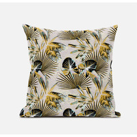 Amrita Sen Plant Illusion Suede Blown and Closed Pillow in Gold White Pink