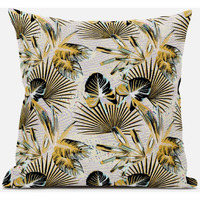 Amrita Sen Plant Illusion Suede Blown and Closed Pillow in Gold White Pink