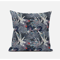 Amrita Sen Plant Illusion Suede Blown and Closed Pillow in Dark Blue