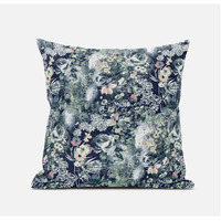 Amrita Sen Sea Garden Rose Suede Blown and Closed Pillow in Red Light Green Indigo