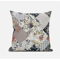 Amrita Sen Arizona Floral Patches Suede Blown and Closed Pillow in Peach