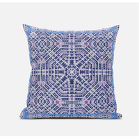 Amrita Sen Designs Geostar Wreath Palace Throw Fabric Pillow in Blue Hot Pink 18x18