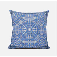 Amrita Sen Designs Geostar Wreath Palace Throw Fabric Pillow in Blue Gray Green 18x18