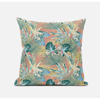 Amrita Sen Designs Plant Illusion Faux Suede Throw Fabric Pillow in Orange Gray 20 x 20