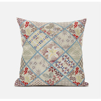 Amrita Sen Fall Patch Snowflowers Suede Blown and Closed Pillow in Dark Grey Blue