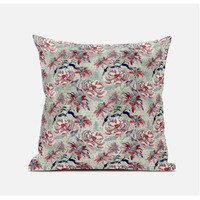 Amrita Sen Roses Sprayed Stars Suede Blown and Closed Pillow in Red Aqua