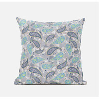 Amrita Sen Paisley on Abstract Suede Blown and Closed Pillow in Cream Grey