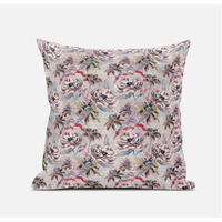 Amrita Sen Roses Sprayed Stars Suede Blown and Closed Pillow in Red Yellow Aqua