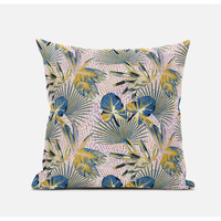 Amrita Sen Designs Plant Illusion Faux Suede Throw Fabric Pillow in Blue Gray 18x18