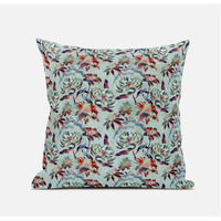 Amrita Sen Roses Sprayed Stars Suede Blown and Closed Pillow in Light Blue Pink Indigo
