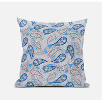 Amrita Sen Paisley on Abstract Suede Blown and Closed Pillow in Red Blue