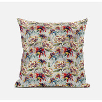 Amrita Sen Roses Sprayed Stars Suede Blown and Closed Pillow in Blue Yellow