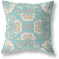 Amrita Sen Divine Flowers Broadcloth Indoor Outdoor Pillow, Zippered, GreenOffWhite