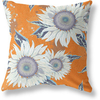 Amrita Sen Sunflower Broadcloth Indoor Outdoor Double Sided Cushion, Zippered, Red White