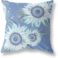 Amrita Sen Sunflower Broadcloth Indoor Outdoor Double Sided Cushion, Zippered, Blue White