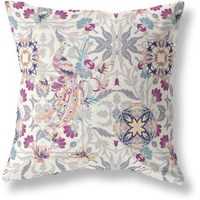 Amrita Sen Everest Peacock Broadcloth Indoor Outdoor Pillow, Zippered, OffWhiteGray