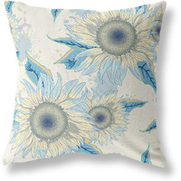 Amrita Sen Sunflower Broadcloth Indoor Outdoor Double Sided Cushion, Zippered, Beige Yellow