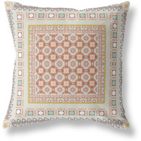 Amrita Sen Floral Windows Broadcloth Indoor Outdoor Pillow, Zippered, OffWhiteOrange