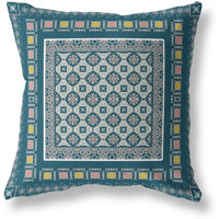Amrita Sen Floral Windows Broadcloth Indoor Outdoor Pillow, Zippered, BlueBeige