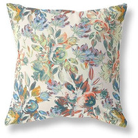 Amrita Sen Watercolor Lilac Bulb Broadcloth Indoor Outdoor Double Sided Cushion, Zippered, White YellowGreen