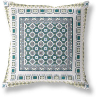 Amrita Sen Floral Windows Broadcloth Indoor Outdoor Pillow, Zippered, WhiteGreen