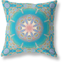 Amrita Sen Jewel Circle Broadcloth Indoor Outdoor Pillow, Zippered, Bluegreen
