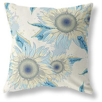 Amrita Sen Sunflower Broadcloth Indoor Outdoor Double Sided Cushion, Zippered, Beige Yellow