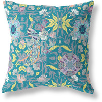 Amrita Sen Everest Peacock Broadcloth Indoor Outdoor Pillow, Zippered, GreenYellow