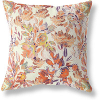 Amrita Sen Watercolor Lilac Bulb Broadcloth Indoor Outdoor Double Sided Cushion, Zippered, Red PeachCream