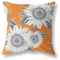 Amrita Sen Sunflower Broadcloth Indoor Outdoor Double Sided Cushion, Zippered, Red White