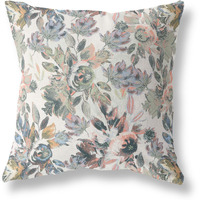 Amrita Sen Watercolor Lilac Bulb Broadcloth Indoor Outdoor Double Sided Cushion, Zippered, White PinkGrey
