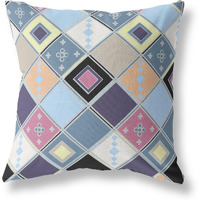 Amrita Sen Quilted Tile Diamonds Broadcloth Indoor Outdoor Double Sided Cushion, Zippered, Blue Purple
