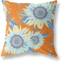 Amrita Sen Sunflower Broadcloth Indoor Outdoor Double Sided Cushion, Zippered, Red Yellow