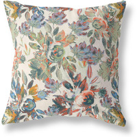 Amrita Sen Watercolor Lilac Bulb Broadcloth Indoor Outdoor Double Sided Cushion, Zippered, Green Beige