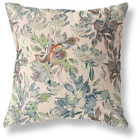 Amrita Sen Watercolor Lilac Bulb Broadcloth Indoor Outdoor Double Sided Cushion, Zippered, Green Brown