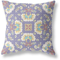 Amrita Sen Divine Flowers Broadcloth Indoor Outdoor Pillow, Zippered, PurpleOffWhite