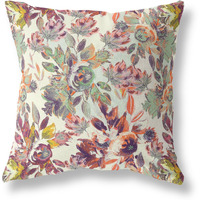 Amrita Sen Watercolor Lilac Bulb Broadcloth Indoor Outdoor Double Sided Cushion, Zippered, Green RedYellow