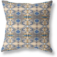 Amrita Sen Flowers of Strength Broadcloth Indoor Outdoor Pillow, Zippered, BrownBlue