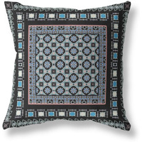 Amrita Sen Floral Windows Broadcloth Indoor Outdoor Pillow, Zippered, BlackBlue