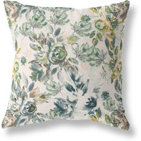 Amrita Sen Watercolor Lilac Bulb Broadcloth Indoor Outdoor Double Sided Cushion, Zippered, White Green