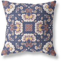 Amrita Sen Divine Flowers Broadcloth Indoor Outdoor Pillow, Zippered, BlueWhite
