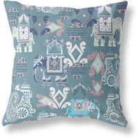 Amrita Sen Elephant Howdah Broadcloth Indoor Outdoor Pillow, Zippered, GrayWhite