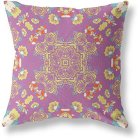 Amrita Sen Rose Wreath Broadcloth Indoor Outdoor Pillow, Zippered, PurpleYellow