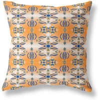 Amrita Sen Flowers of Strength Broadcloth Indoor Outdoor Pillow, Zippered, OrangeGray