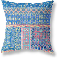Amrita Sen Flower Castle Patchwork Broadcloth Indoor Outdoor Pillow, Zippered, BlueYellow