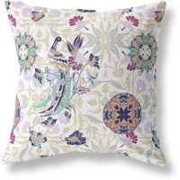 Amrita Sen Everest Peacock Broadcloth Indoor Outdoor Pillow, Zippered, WhitePurple