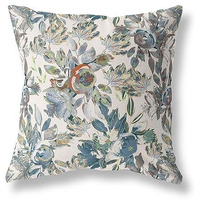 Amrita Sen Watercolor Lilac Bulb Broadcloth Indoor Outdoor Double Sided Cushion, Zippered, Green Grey