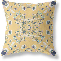 Amrita Sen Rose Wreath Broadcloth Indoor Outdoor Pillow, Zippered, YellowBlue